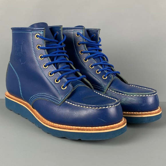 ICECREAM Size 9.5 Royal Blue Leather Worker Ankle Boots - Picture 2 of 8